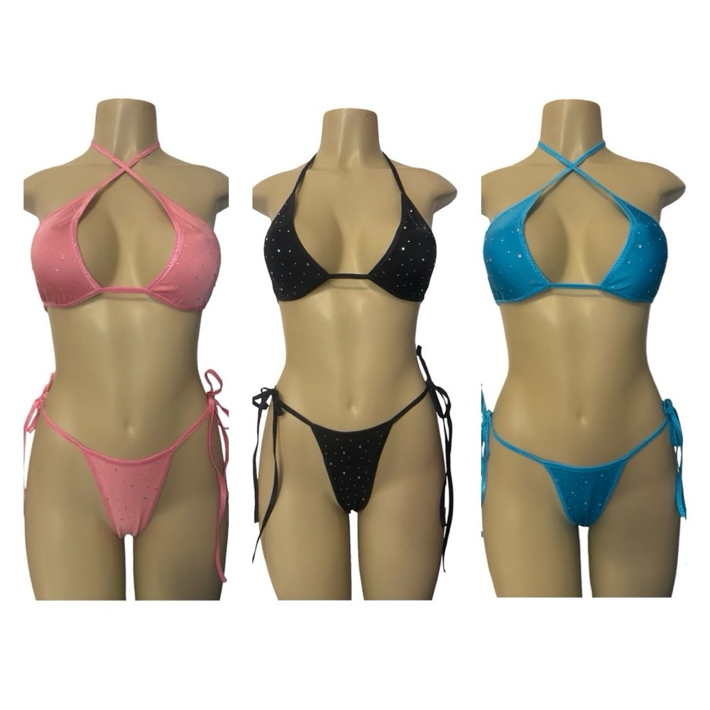 Glamorous Women's Bikini Set - Pink, Black, Blue